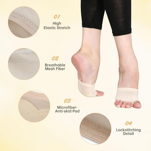 Foot Undies Thongs Half Sole Dance Shoes 5 Toe Lyrical Dance Paws Pads Ballet Contemporary Dance Shoes for Women Girls in Saudi Arabia