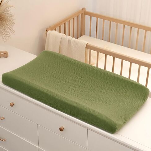 Muslin Changing Pad Cover 100% Cotton Diaper Changing Table Cover for Unisex Baby Boys Girls 2 Pack Changing Pad Sheets Green in Saudi Arabia