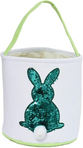 سلال أرنب عيد الفصح ، قماشية بيض بيض صيد الأكياس بيض سلة مع مقابض ، عيد الفصح Grasshandbag Rabbit Fluffy Tails احتفال دلو الحمل لعيد الفصح (الوردي) in Kuwait