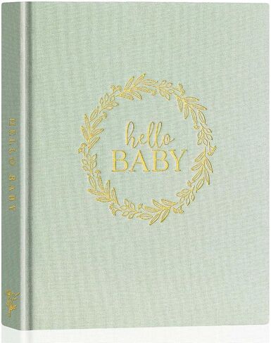 Lanpn Baby Memory Book for Boy Girl - Linen Cover Baby Book Journal Memories Keepsake for New Parents - Newborn Baby First 5 Year Scrapbook Photo Album Baby Milestone Book (Sage Green, 154 Pages) in Kuwait