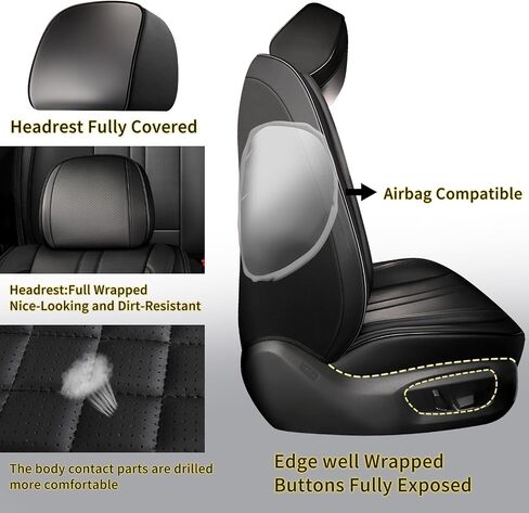 Chezope Car Seat Covers Full Set Universal Fit for Most Cars SUV Sedans Trucks Leather Car Seat Cushion Automotive Seat Cover Car Accessories Waterproof Car Seat Covers SUV (Grey) in Saudi Arabia