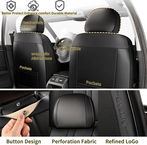 Chezope Car Seat Covers Full Set Universal Fit for Most Cars SUV Sedans Trucks Leather Car Seat Cushion Automotive Seat Cover Car Accessories Waterproof Car Seat Covers SUV (Grey) in Saudi Arabia