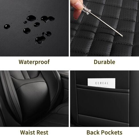 Chezope Car Seat Covers Full Set Universal Fit for Most Cars SUV Sedans Trucks Leather Car Seat Cushion Automotive Seat Cover Car Accessories Waterproof Car Seat Covers SUV (Grey) in Saudi Arabia