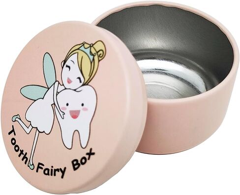 Tooth Fairy Box Tin Box Souvenir Dropped Tooth Baby Keepsake Storage Box Gift for Boy or Girl Toddler Shower Birthday (Pink) in Kuwait