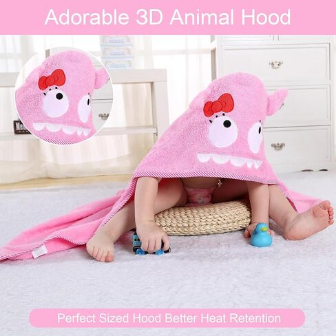 HAHASHOW Baby 3D Animal Hooded Bath Towel, 100% Cotton Ultra Soft Thick Bathrobe Shower Gift for Newborn Boy Girl Large Size 35 X 35 Inch White Rabbit in Kuwait
