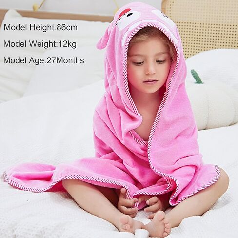 HAHASHOW Baby 3D Animal Hooded Bath Towel, 100% Cotton Ultra Soft Thick Bathrobe Shower Gift for Newborn Boy Girl Large Size 35 X 35 Inch White Rabbit in Kuwait