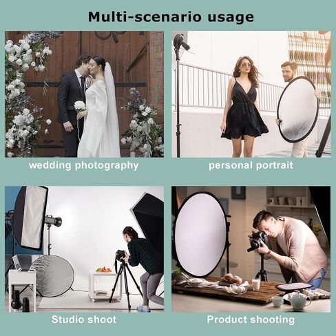 Reflector Photography 5-in-1, Portable Round Light Reflector Disc with Gold Silver White Black Diffuser, Durable & Water-Resistant for Portraits, Vlogging (24"/60cm) in Saudi Arabia