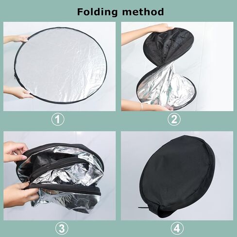 Reflector Photography 5-in-1, Portable Round Light Reflector Disc with Gold Silver White Black Diffuser, Durable & Water-Resistant for Portraits, Vlogging (24"/60cm) in Saudi Arabia