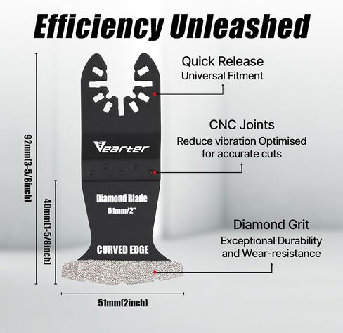 5PCS Diamond Oscillating Saw Blades, Universal Multitool Blades for Grit Grout Removal, Quick Release Multi Tool Kit for Tile, Air Brick, Cement, Concrete, Masonry in Saudi Arabia