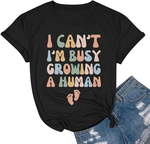 Pregnancy Announcement Shirts Growing A Human Shirt Women Cute Funny Graphic Maternity Tees Pregnant Mom Gifts Tops in Saudi Arabia