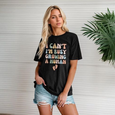 Pregnancy Announcement Shirts Growing A Human Shirt Women Cute Funny Graphic Maternity Tees Pregnant Mom Gifts Tops in Saudi Arabia
