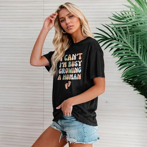 Pregnancy Announcement Shirts Growing A Human Shirt Women Cute Funny Graphic Maternity Tees Pregnant Mom Gifts Tops in Saudi Arabia