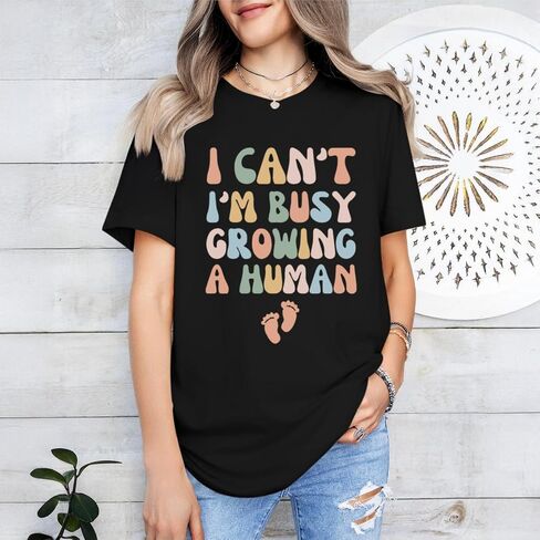 Pregnancy Announcement Shirts Growing A Human Shirt Women Cute Funny Graphic Maternity Tees Pregnant Mom Gifts Tops in Saudi Arabia