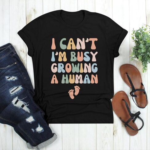 Pregnancy Announcement Shirts Growing A Human Shirt Women Cute Funny Graphic Maternity Tees Pregnant Mom Gifts Tops in Saudi Arabia