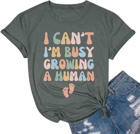 Pregnancy Announcement Shirts Growing A Human Shirt Women Cute Funny Graphic Maternity Tees Pregnant Mom Gifts Tops in Saudi Arabia