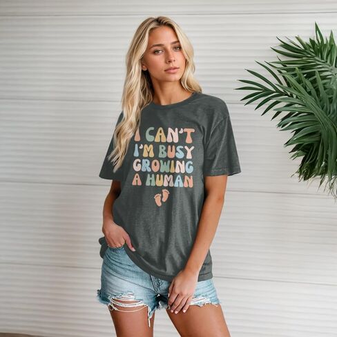 Pregnancy Announcement Shirts Growing A Human Shirt Women Cute Funny Graphic Maternity Tees Pregnant Mom Gifts Tops in Saudi Arabia