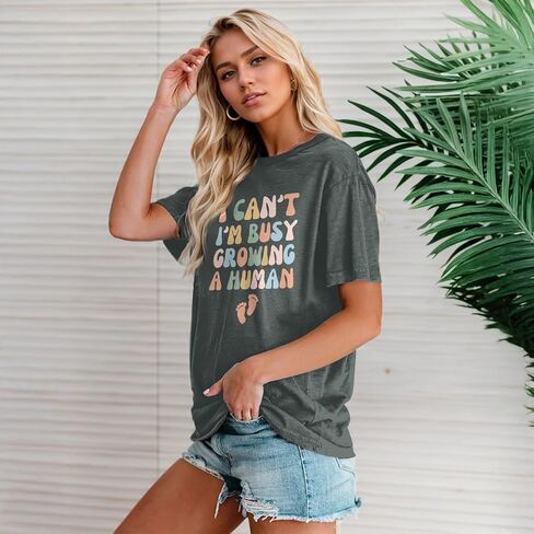 Pregnancy Announcement Shirts Growing A Human Shirt Women Cute Funny Graphic Maternity Tees Pregnant Mom Gifts Tops in Saudi Arabia