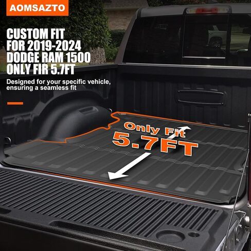 Ram 1500 5.7FT Truck Bed Mat & Tailgate Mat - AOMSAZTO Bed Liner Compatible with 2019-2024 2025 Dodge Ram 1500 5'7" Short Bed | Custom Fit All Weather Cargo Bed Liner for Dodge 2025 Ram 1500, Black in Saudi Arabia