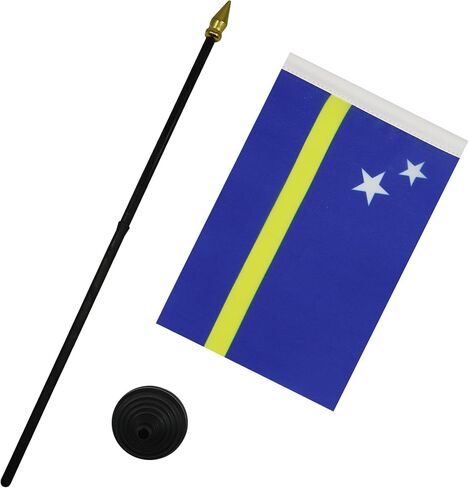 علم طاولة سانت فنسنت من AZ FLAG مقاس 10.16 سم × 15.24 سم - علم مكتب فيسنتيان 15 × 10 سم - قمة رمح ذهبية in Saudi Arabia