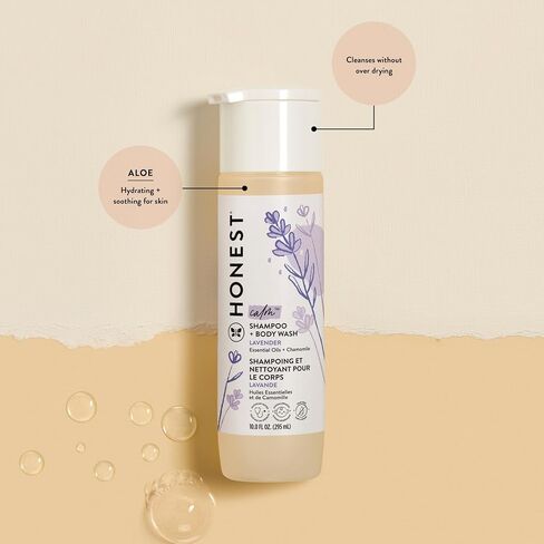 The Honest Company Lavender Calm 2-in-1 Cleansing Shampoo + Body Wash + Conditioning Detangler Bundle | Naturally Derived, Tear-free, Hypoallergenic | 10 fl oz, 4 fl oz in Saudi Arabia