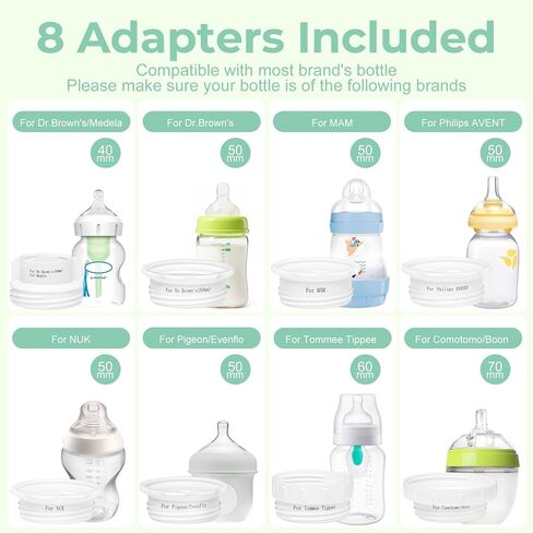 Portable Cordless Baby Bottle Warmer for Travel, Rechargeable with 8 Adapters & 1 Milk Powder Container, Safe Material, Fast Heating, Compatible with Major Brands,Pink in Saudi Arabia