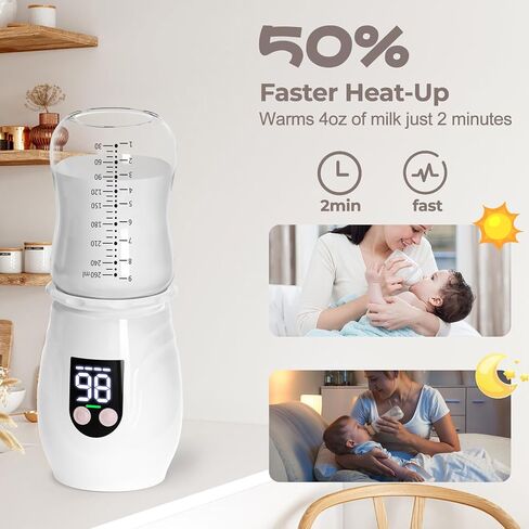 Portable Cordless Baby Bottle Warmer for Travel, Rechargeable with 8 Adapters & 1 Milk Powder Container, Safe Material, Fast Heating, Compatible with Major Brands,Pink in Saudi Arabia