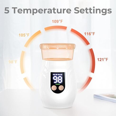 Portable Cordless Baby Bottle Warmer for Travel, Rechargeable with 8 Adapters & 1 Milk Powder Container, Safe Material, Fast Heating, Compatible with Major Brands,Pink in Saudi Arabia