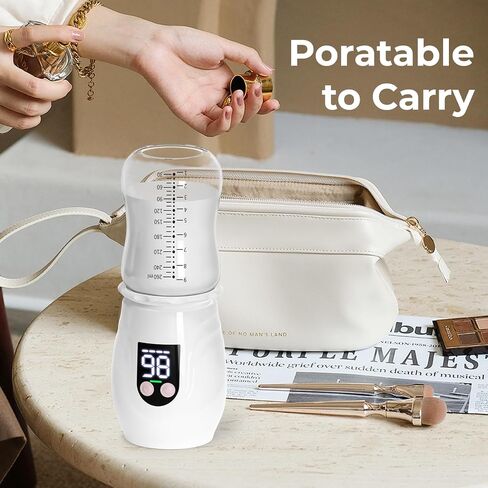 Portable Cordless Baby Bottle Warmer for Travel, Rechargeable with 8 Adapters & 1 Milk Powder Container, Safe Material, Fast Heating, Compatible with Major Brands,Pink in Saudi Arabia