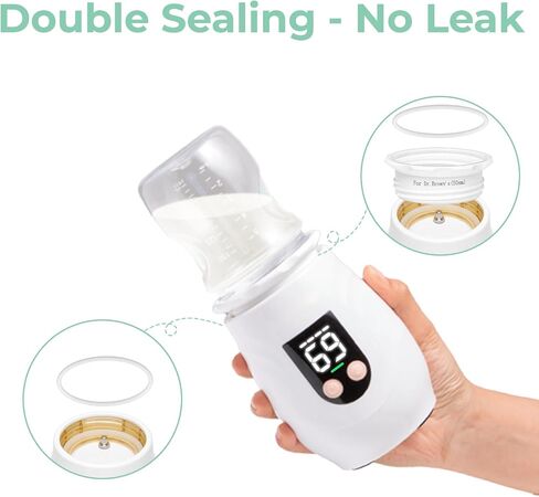 Portable Cordless Baby Bottle Warmer for Travel, Rechargeable with 8 Adapters & 1 Milk Powder Container, Safe Material, Fast Heating, Compatible with Major Brands,Pink in Saudi Arabia