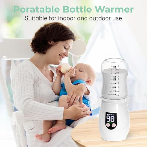 Portable Cordless Baby Bottle Warmer for Travel, Rechargeable with 8 Adapters & 1 Milk Powder Container, Safe Material, Fast Heating, Compatible with Major Brands,Pink in Saudi Arabia