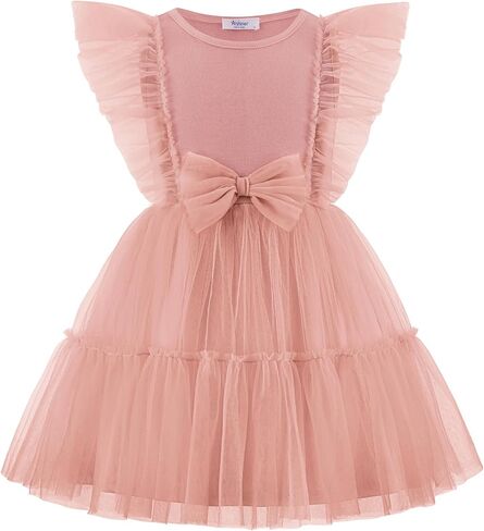Arshiner Toddler Tutu Dress Girls Tulle Ruffle Bowknot Dresses Summer Wedding Birthday Party Formal Princess Dress 2-6T in Saudi Arabia