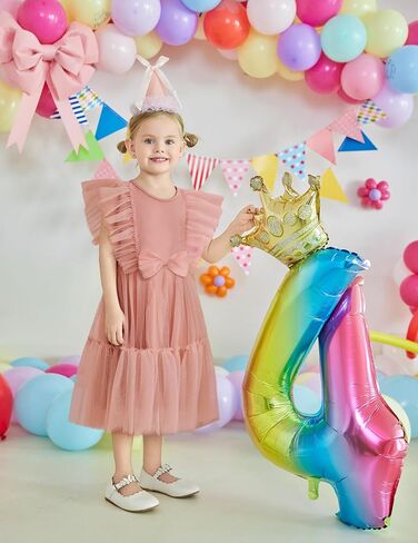 Arshiner Toddler Tutu Dress Girls Tulle Ruffle Bowknot Dresses Summer Wedding Birthday Party Formal Princess Dress 2-6T in Saudi Arabia