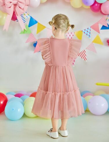 Arshiner Toddler Tutu Dress Girls Tulle Ruffle Bowknot Dresses Summer Wedding Birthday Party Formal Princess Dress 2-6T in Saudi Arabia