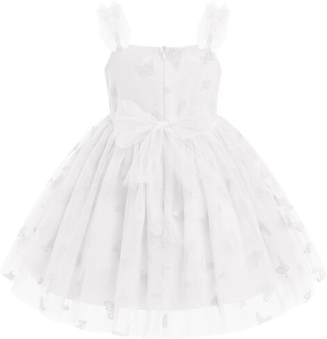 IDOPIP Toddler Baby Girls Butterfly Tutu Dress Summer Sleeveless Princess Butterfly Birthday Party Dresses Pageant Tulle Gown in Kuwait