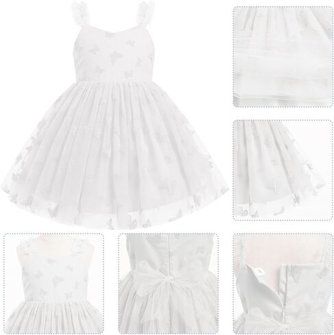 IDOPIP Toddler Baby Girls Butterfly Tutu Dress Summer Sleeveless Princess Butterfly Birthday Party Dresses Pageant Tulle Gown in Kuwait