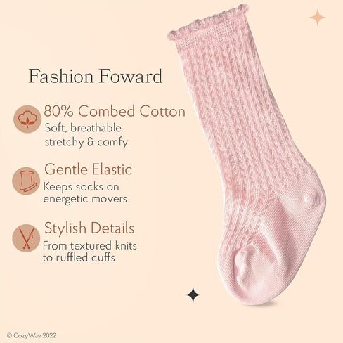 CozyWay Baby & Toddler Knee High Bow Socks For Girls - Multi Color - 3 Pack in Kuwait