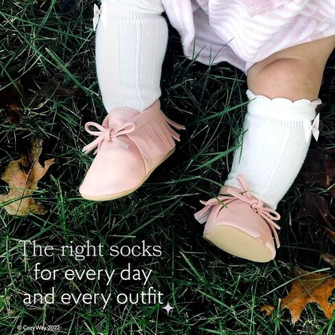 CozyWay Baby & Toddler Knee High Bow Socks For Girls - Multi Color - 3 Pack in Kuwait