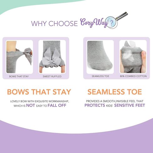CozyWay Baby & Toddler Knee High Bow Socks For Girls - Multi Color - 3 Pack in Kuwait