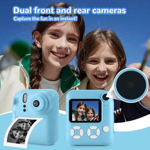 Kids Camera Instant Print,Toys for Gifts Ages 3-12 Boys Girls Christmas Birthday,Selfie Digital Camera with 1080P Videos with 32GB Card,Toddler Portable Travel Camera in Saudi Arabia