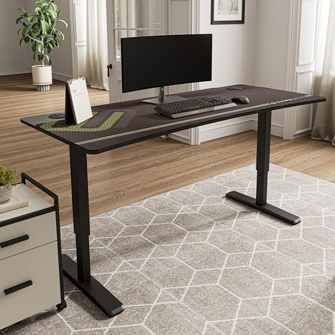 مكتب ألعاب EUREKA ERGONOMIC بارتفاع 65 بوصة كهربائي قابل للتعديل، مكتب كمبيوتر كبير للألعاب مع أضواء LED RGB وحصيرة ماوس ألعاب ممتدة للألعاب والمكتب المنزلي، أسود in Saudi Arabia