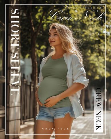 Riyiper 5 Pack Women's Maternity Shirts, Short Sleeve Cotton Pregnancy Tops Side Ruched Crew Neck Tshirts Casual Mama Clothes in Saudi Arabia