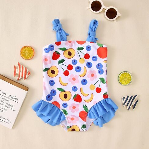 Ritatte Toddler Baby Girls Swimsuit Fruit Fruit One Piece Suit Wholedess Floweress Swimewear Switch Summer Strap in Saudi Arabia