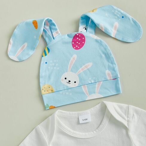 FYBITBO Newborn Boy Easter Clothes My 1st Easter Baby Boy Outfits Bunny Romper Onesie Pants Hat Infant Boy Clothing Sets in Kuwait