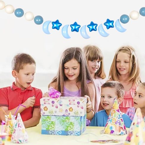 GOGOSO Ball Pit Balls Stars Moon Shapes Plastic Pitballs for Toddler Play Tent Baby Photo Props Kids Pool Water Toys Kiddie Pool Party Decor, Pearl Blue+Cream Blue+White,100PCS in Saudi Arabia
