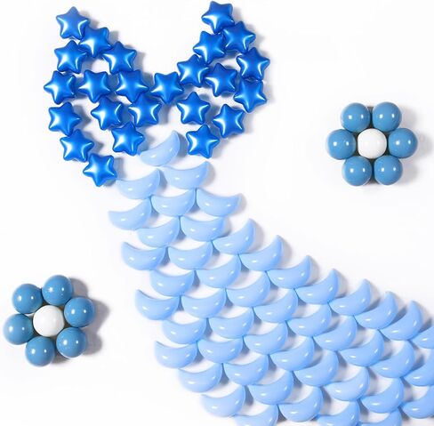 GOGOSO Ball Pit Balls Stars Moon Shapes Plastic Pitballs for Toddler Play Tent Baby Photo Props Kids Pool Water Toys Kiddie Pool Party Decor, Pearl Blue+Cream Blue+White,100PCS in Saudi Arabia