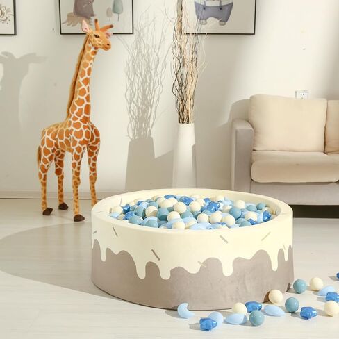 GOGOSO Ball Pit Balls Stars Moon Shapes Plastic Pitballs for Toddler Play Tent Baby Photo Props Kids Pool Water Toys Kiddie Pool Party Decor, Pearl Blue+Cream Blue+White,100PCS in Saudi Arabia