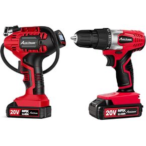 AVID POWER Tire Inflator Air Compressor Bundle with 20V Cordless Drill Set with 22pcs Drill Bits
