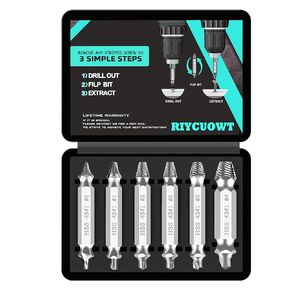 6 PCS Damaged Screw Extractor Set,Remover for Stripped Head Screws Nuts & Bolts Drill Bit Tools for Easy Removal of Rusty & Broken High Speed Steel,Holiday or Birthday Gift for Men