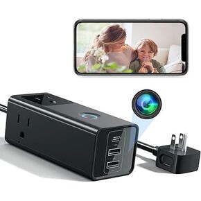 Hidden Camera Table Outlet Spy Camera Charger HD 1080P WiFi Nanny Cam with Video and Motion Detection Cameras for Home Security Indoor/Outdoor