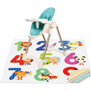 High Chair Splash pad, 51" 51 Non-Slip Waterproof Multi-Purpose Splash pad, Washable Splash pad for high Chair Floor Protection Table Cloth Portable Early Education Picnic Play mat (2)